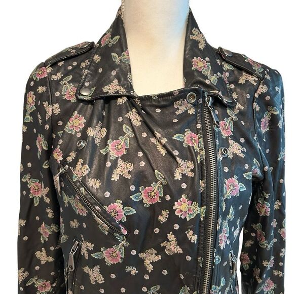 Rebecca Minkoff Floral Leather Moto Jacket Size Large - Picture 4 of 9